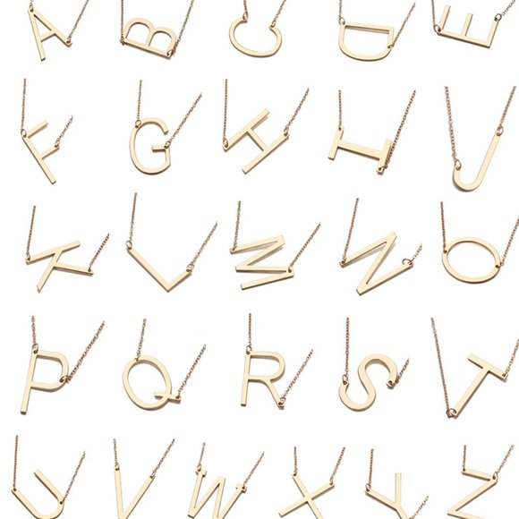 Letter V - Letter Pendant Fashion Necklace - Picture 6 of 11